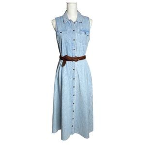 Vintage Chadwicks of Boston Chambray Down Shirtdress Size 10P